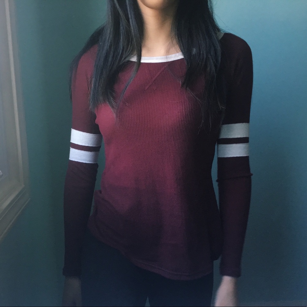 Maroon Ultraflirt White Striped Long Sleeved Shirt